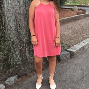 Pink halter top sun dress